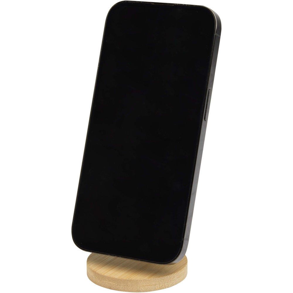 Logo trade corporate gifts picture of: Alcor recycled plastic foldeable magnetic phone stand with bamboo details