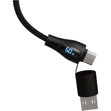 Logo trade promotional item photo of: SCX.design C51 60W 5-in-1 rPET fast charging cable with display