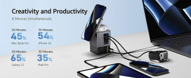 Logo trade corporate gifts image of: Urban Vitamin Sacramento 105W GAN charger+retractable cables