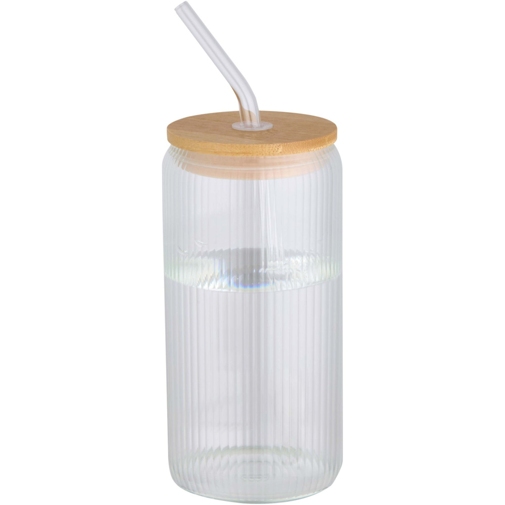 Logotrade promotional merchandise picture of: Mirage 500 ml single-walled borosilicate glass jar with bamboo lid