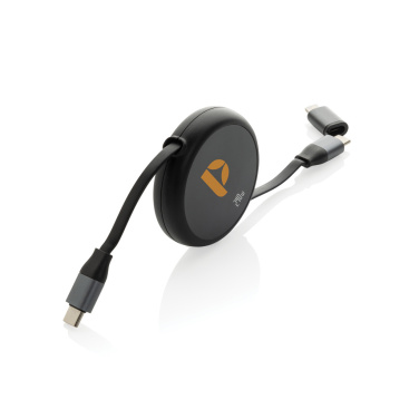 Logo trade promotional products picture of: Terra RCS recycled aluminium retractable 240W 2-in-1 cable
