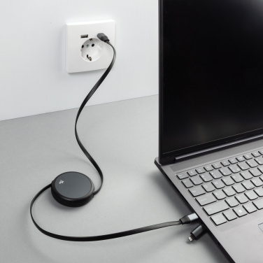 Logo trade promotional giveaway photo of: Terra RCS recycled aluminium retractable 240W 2-in-1 cable