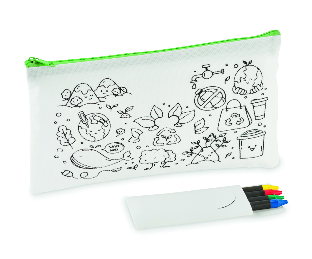 Logo trade promotional giveaway photo of: Pencil case with 4 crayons