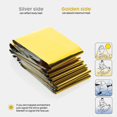 Logotrade promotional products photo of: Solra emergency blanket in RCS recycled RPET pouch