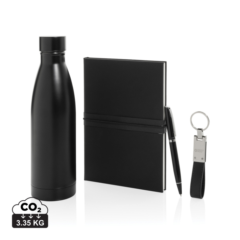 Logo trade promotional merchandise photo of: Swiss Peak RCS deluxe business gift set w/ water bottle