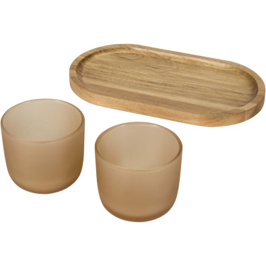 Logo trade business gifts image of: Male wooden serving tray and glass cups set