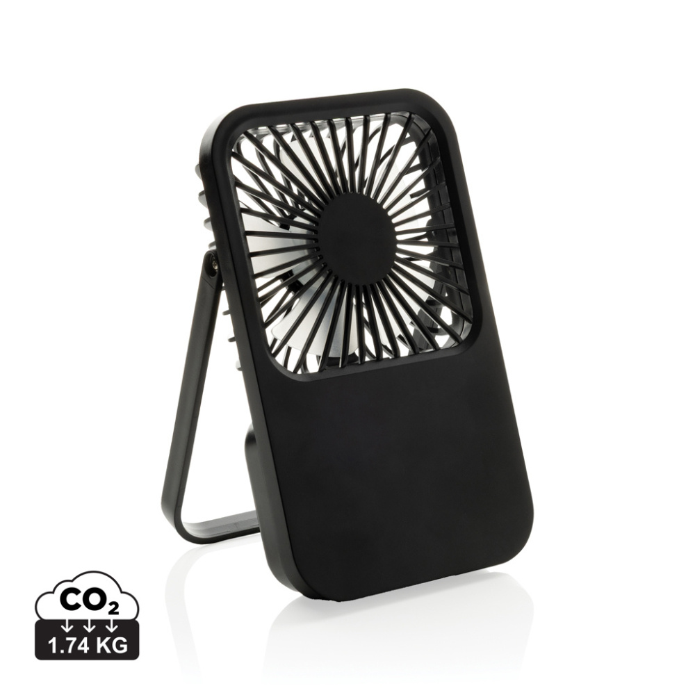 Logo trade promotional gifts picture of: Aervina RCS recycled plastic re-chargeable desk fan