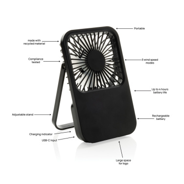 Logotrade advertising products photo of: Aervina RCS recycled plastic re-chargeable desk fan