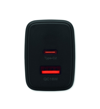 Logotrade promotional product picture of: EU 2-pole wall adapter/charger