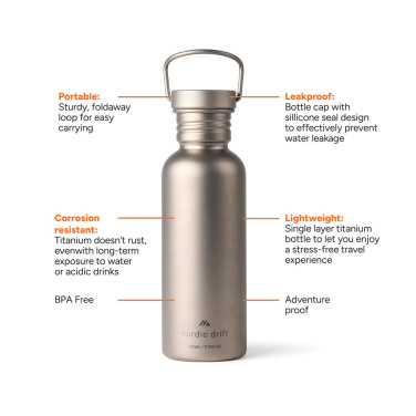 Logotrade promotional giveaway image of: Nordic Drift Trail Ultra Light Titanium 600ml Water Bottle