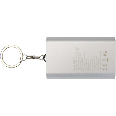 Logo trade business gift photo of: Arcturus 2000 mAh recycled aluminium power bank with keychain