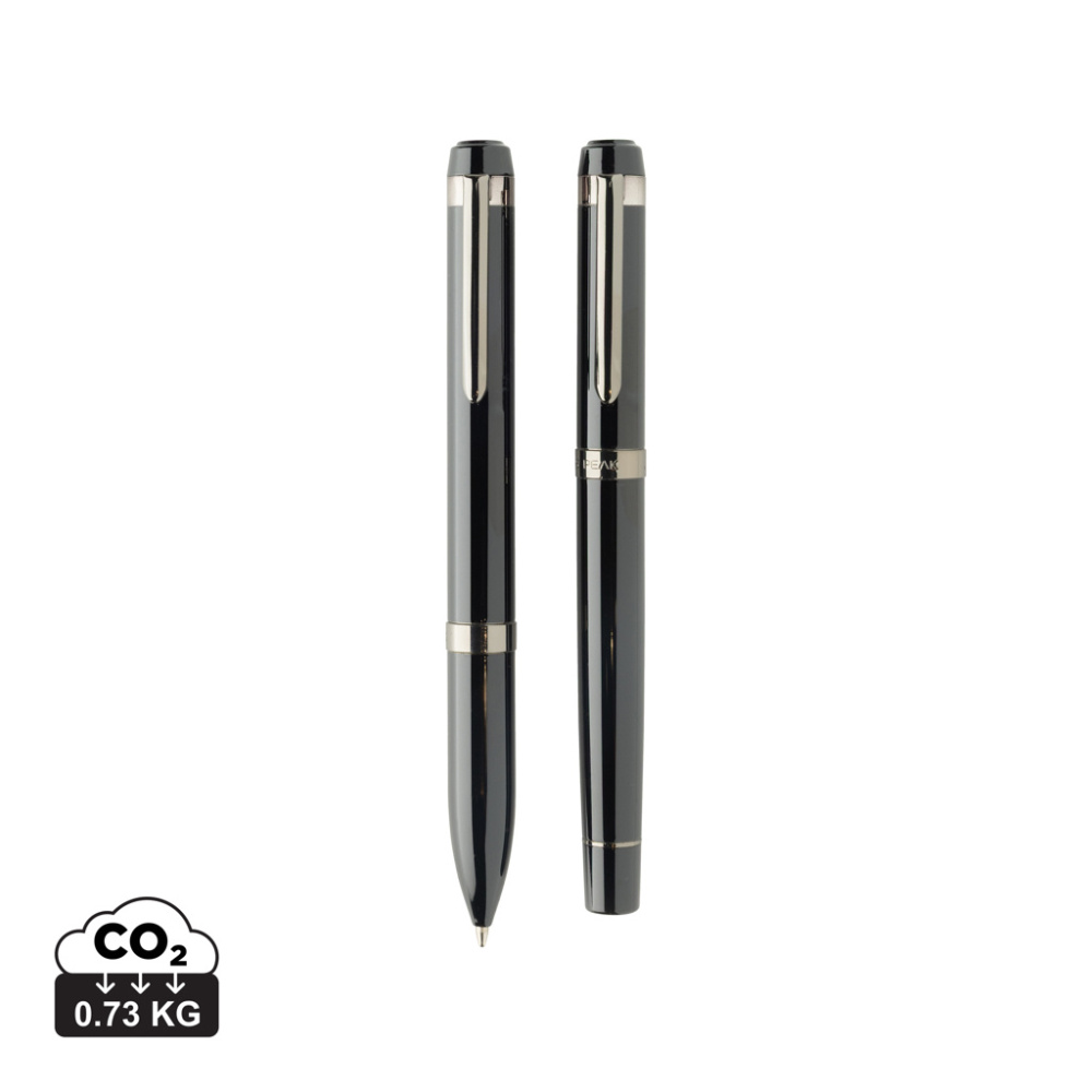 Logo trade promotional products image of: Swiss peak OSLO recycled stainless steel deluxe pen set