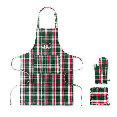 Logo trade promotional giveaways image of: Chequered cotton kitchen set