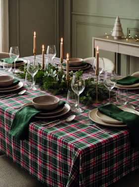 Logo trade business gifts image of: Chequer cotton tablecloth set