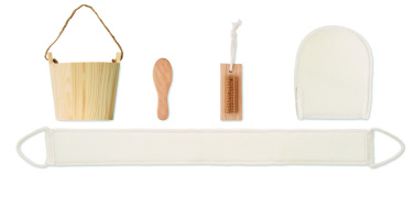 Logo trade promotional gifts picture of: Bath gift set in wooden bucket