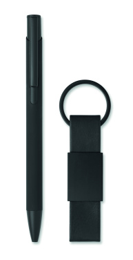 Logo trade promotional merchandise photo of: Ball pen & PU Keyring set