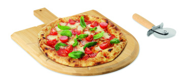 Logo trade advertising products image of: Bamboo pizza board & cutter
