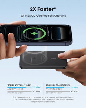Logotrade promotional giveaways photo of: Anker Nano Wireless Power Bank 5K 15W MagGo slim Qi 2.0