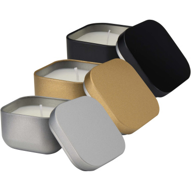 Logo trade promotional giveaways picture of: Tindra square tin candle with vanilla aroma