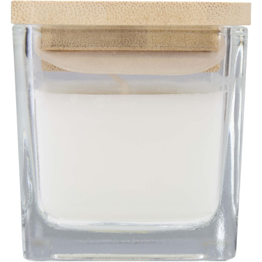 Logo trade promotional products image of: Ambra square glass candle with bamboo lid