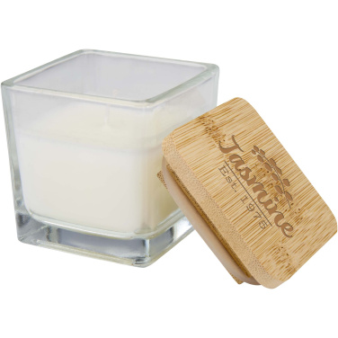 Logo trade promotional gifts picture of: Ambra square glass candle with bamboo lid