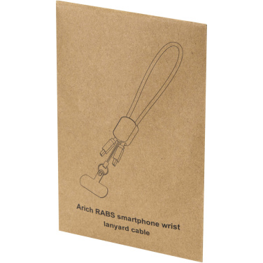 Logotrade promotional products photo of: Arich RCS recycled wrist lanyard with built-in 20W Type-C charging cable
