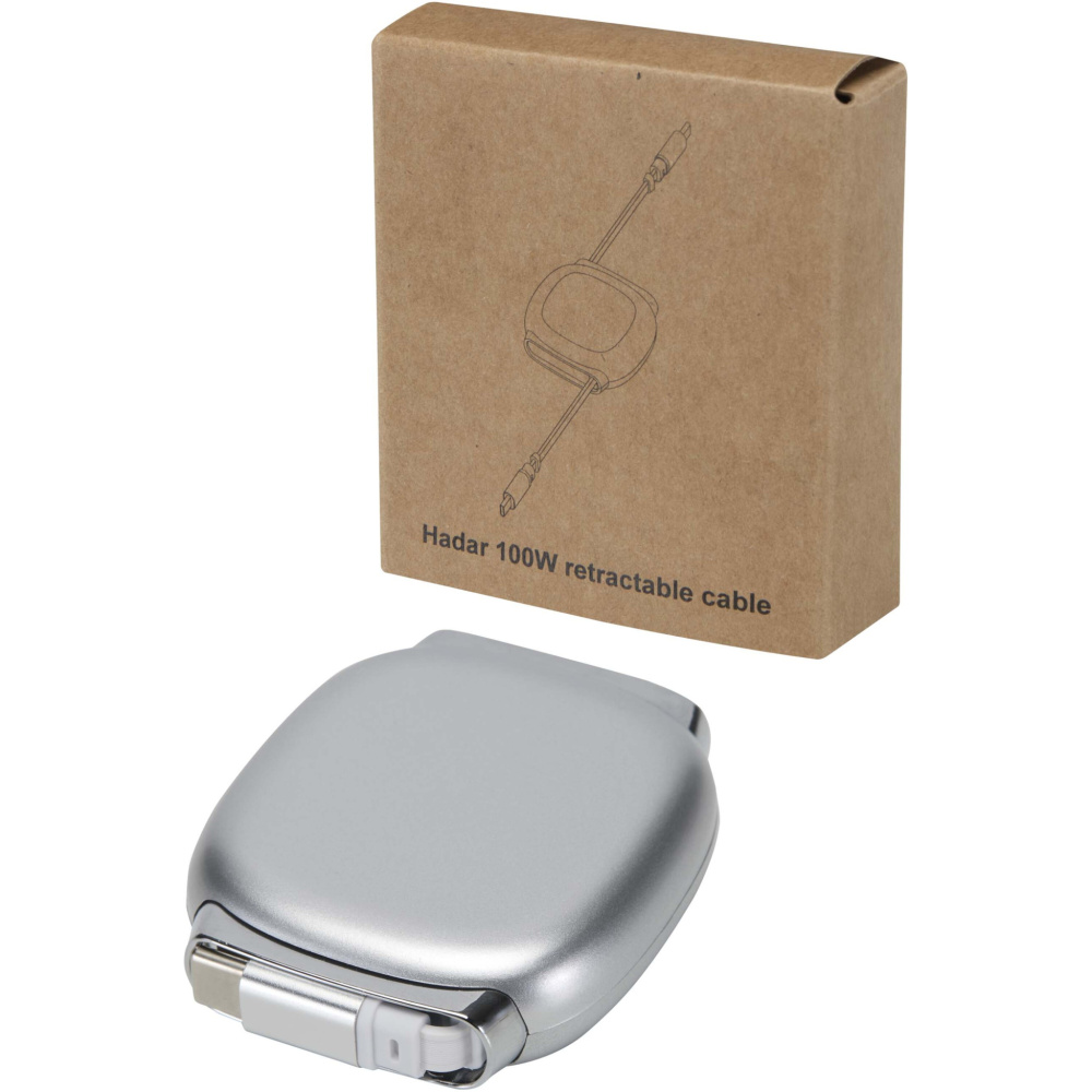 Logotrade promotional merchandise image of: Alphard 100W recycled plastic retractable CarPlay PD fast charging cable