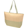 Rhythm straw paper large zipped tote bag 21L, Heather green