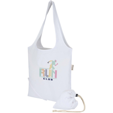 Logo trade business gifts image of: Madras Blend 140 g/m² GRS recycled foldable cotton tote bag 7L
