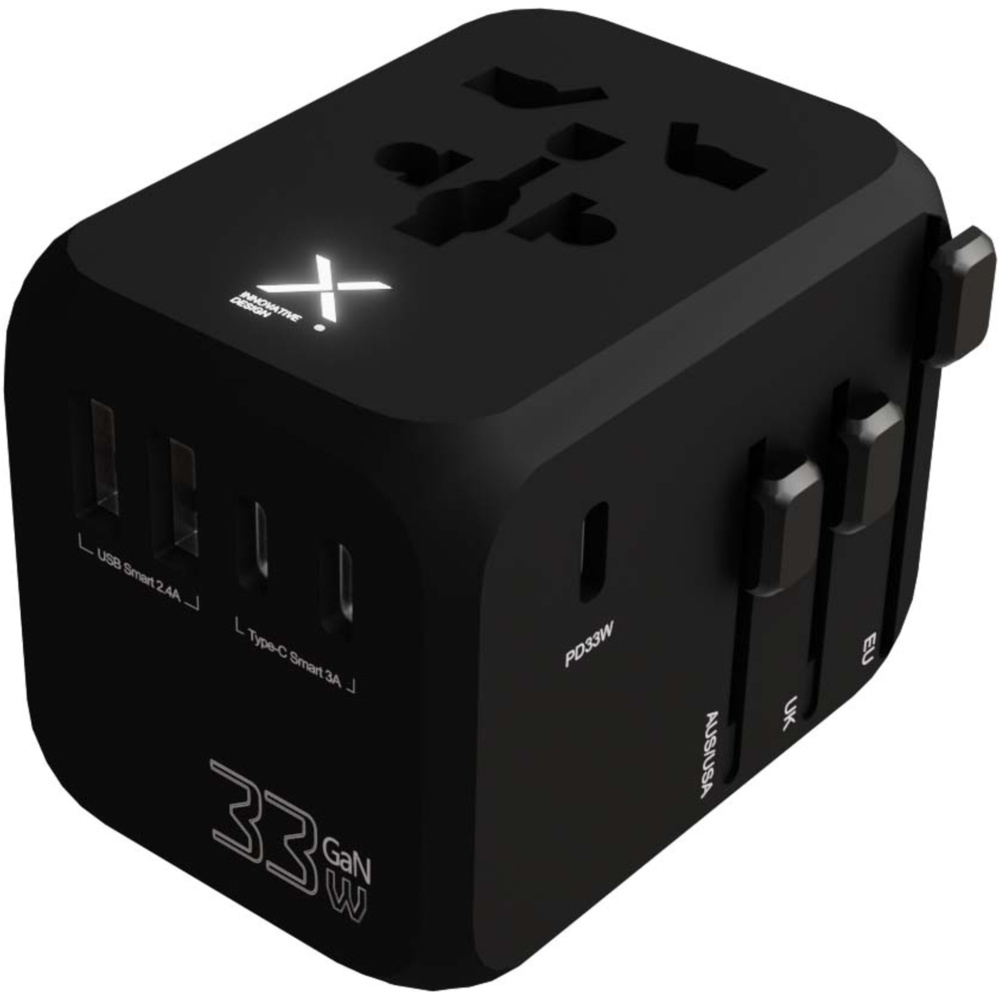 Logo trade business gifts image of: SCX.design T16 universal travel adapter