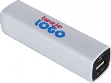 Logotrade firmakingi foto: Powerbank 2200 mAh with USB port in a box, valge
