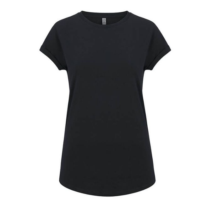 Logotrade firmakingituse foto: Salvage naiste üleskeeratud käistega t-särk, must
