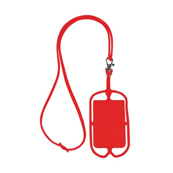 Logotrade firmakingi foto: Kaelapael kaardihoidjaga, punane