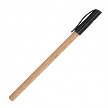 Logotrade reklaamkingituse foto: Musta korgiga puidust pastapliiats, pruun