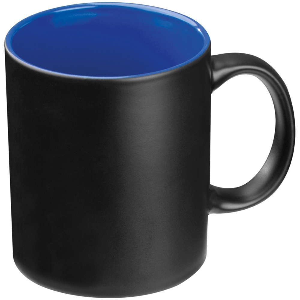Logotrade reklaamkingi foto: Must kruus värvilise sisuga, sinine