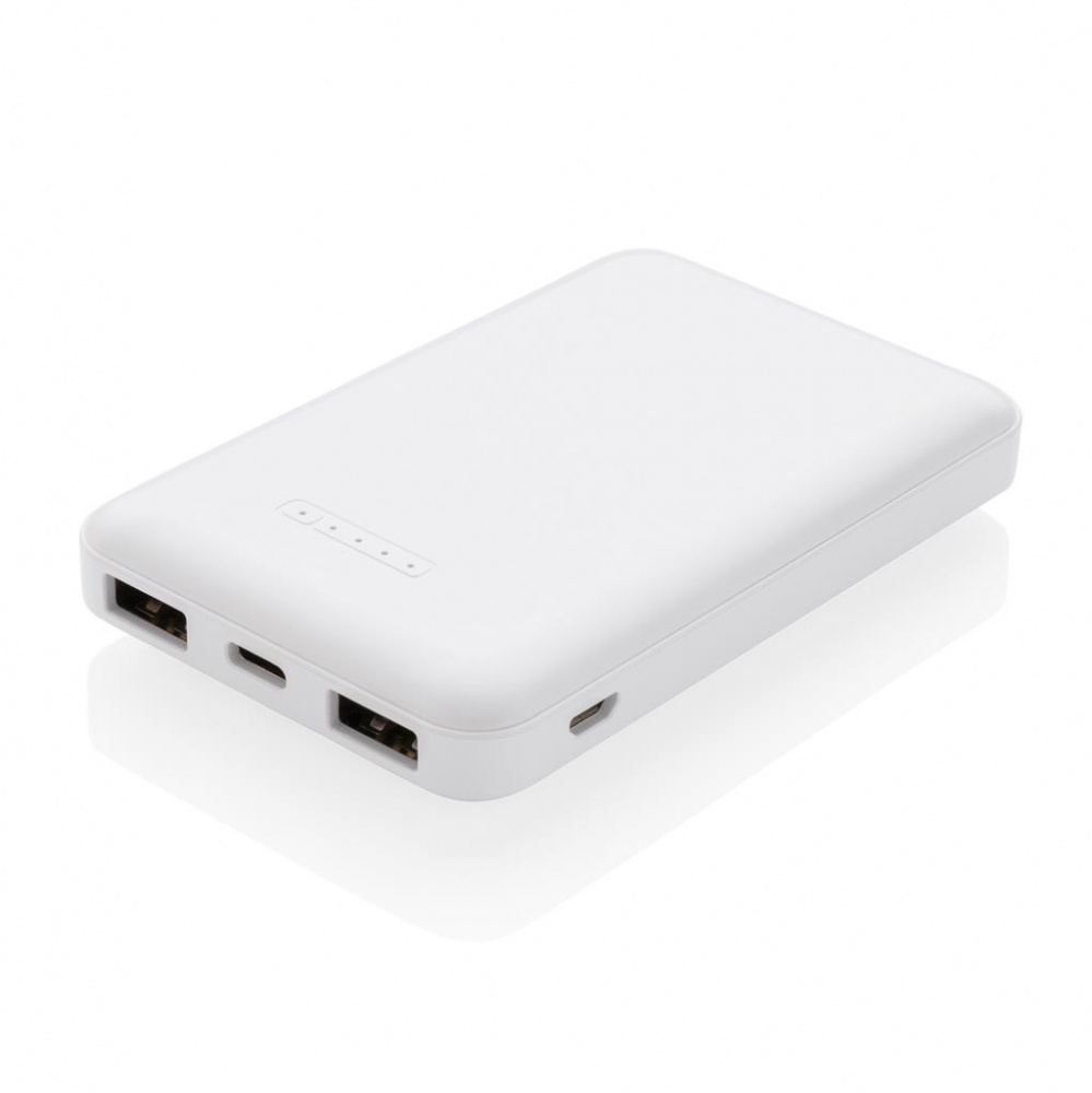Logotrade reklaamkingituse foto: Reklaamkingitus: 5.000 mAh wireless charging pocket powerbank, white
