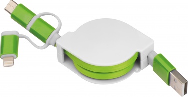 Logotrade ärikingid pilt: Laadimiskaabel pikendusega 3 erineva otsaga, roheline