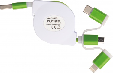 Logo trade reklaamkingitused foto: Laadimiskaabel pikendusega 3 erineva otsaga, roheline
