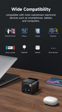 Logo trade reklaamtoote pilt: Urban Vitamin Mendocino 65W GaN laadija sissetõmmatav kaabel