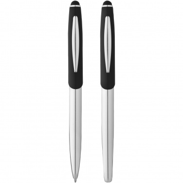 Logotrade liikelahjat mainoslahjat tuotekuva: Geneva-stylus-kuulakärkikynä- ja pallokärkikynäsetti, musta