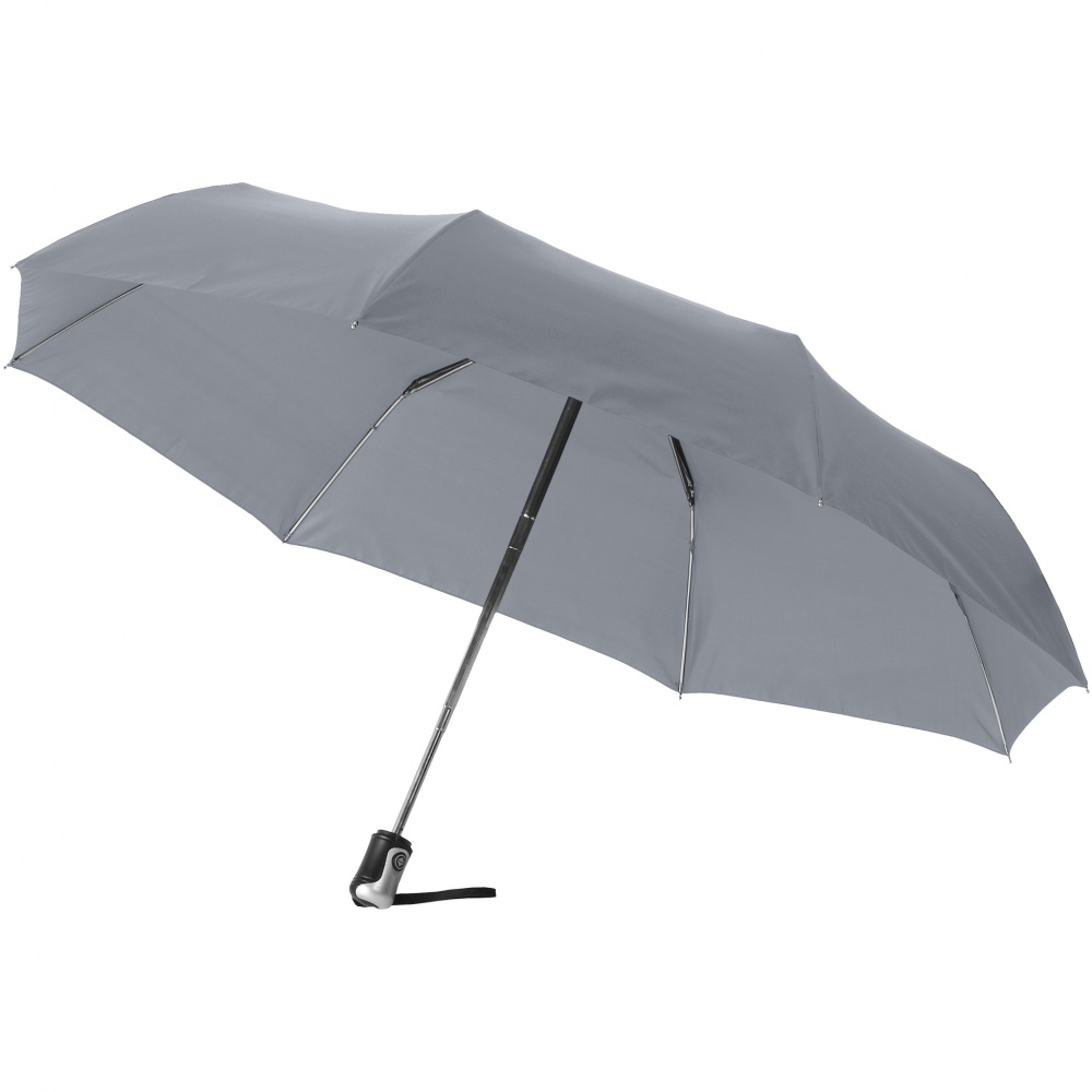 Logo trade mainoslahja kuva: 21.5" Alex 3-osainen automaattinen sateenvarjo, harmaa