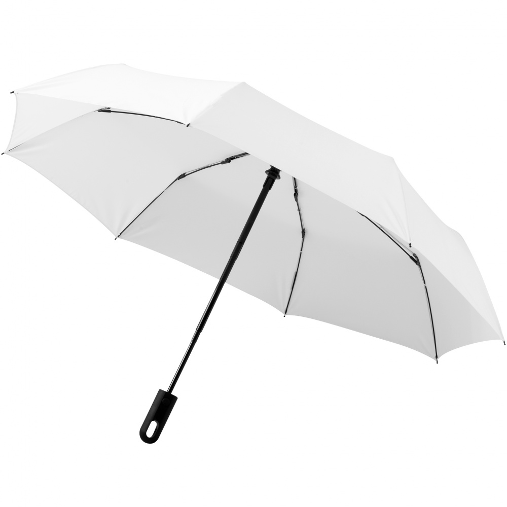 Logo trade mainoslahja ja liikelahja tuotekuva: 21,5" 3-osainen Traveler-sateenvarjo, valkoinen