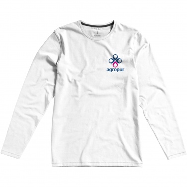 Logo trade liikelahja kuva: Ponoka T-paita, pitkähihainen, valkoinen