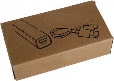 Logo trade mainostuotet tuotekuva: Powerbank 2200 mAh with USB port in a box, valge