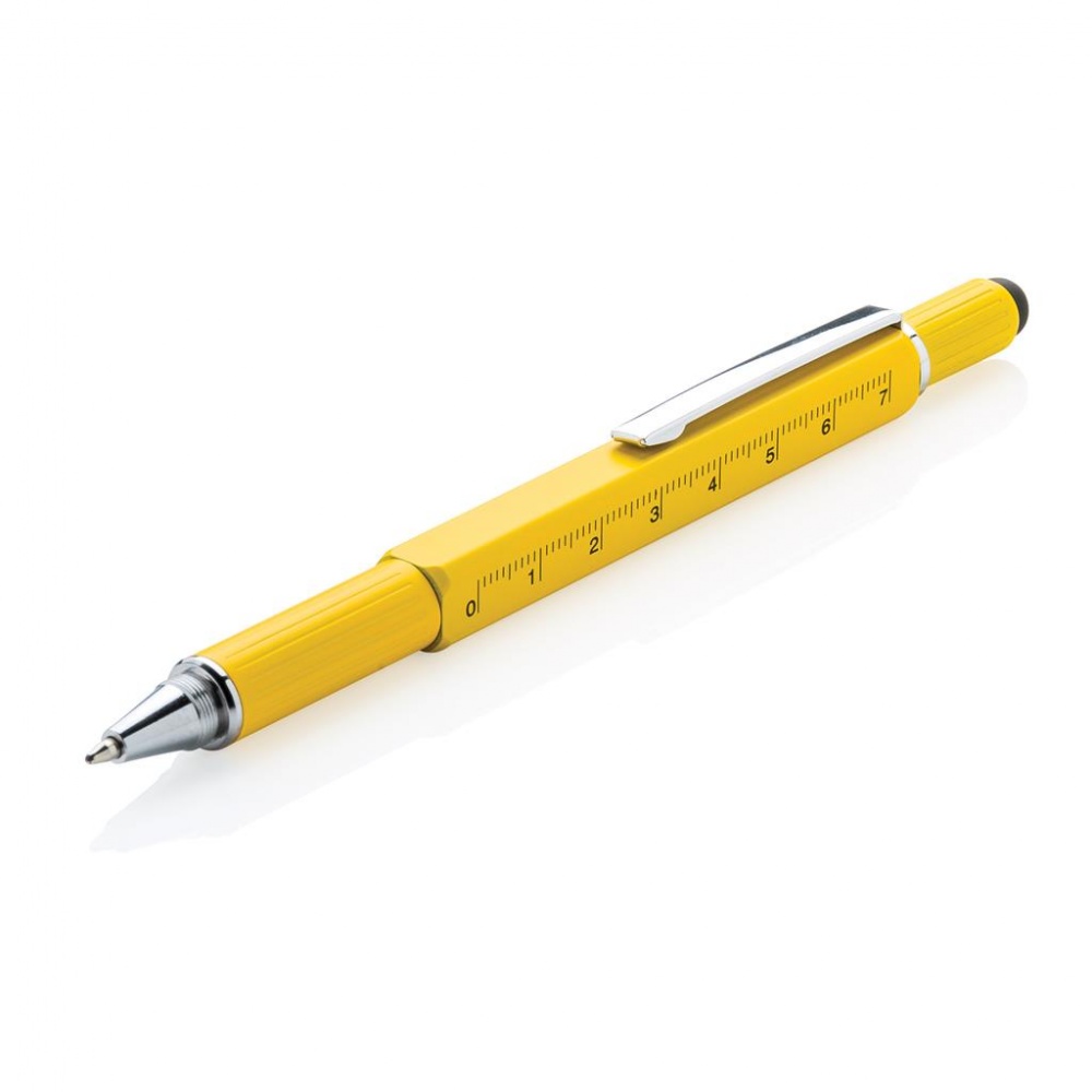 Logotrade liikelahja mainoslahja kuva: Multitööriist pastakas 5-in-1, kollane