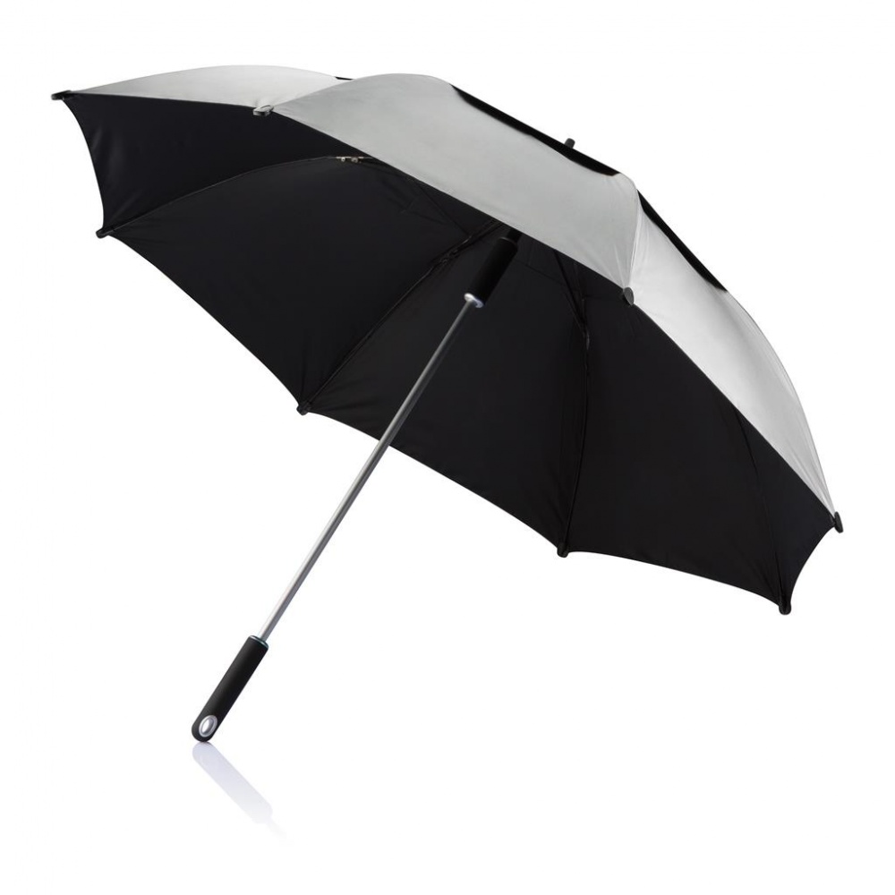 Logo trade mainoslahja kuva: Hurricane myrskynkestävä sateenvarjo, harmaa