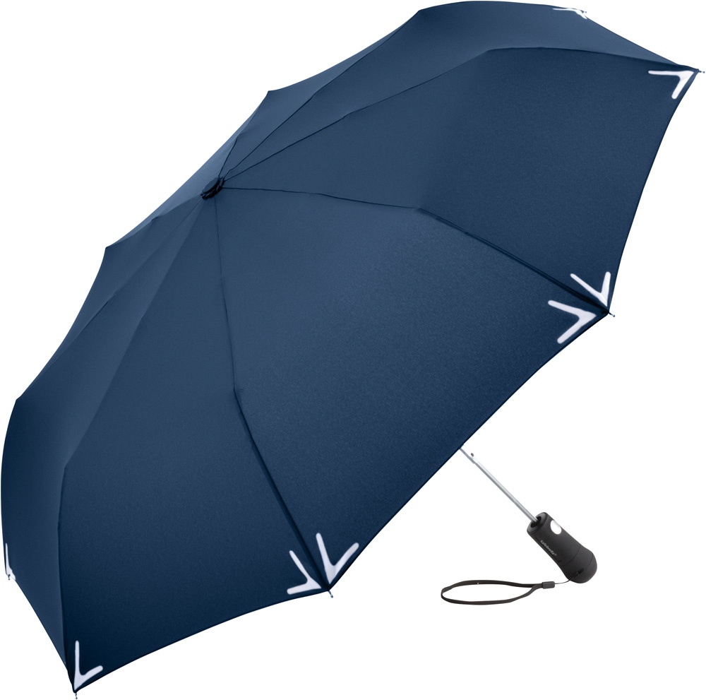 Logotrade liikelahja mainoslahja kuva: Helkuräärisega AC Safebrella® LED minivihmavari 5571, sinine