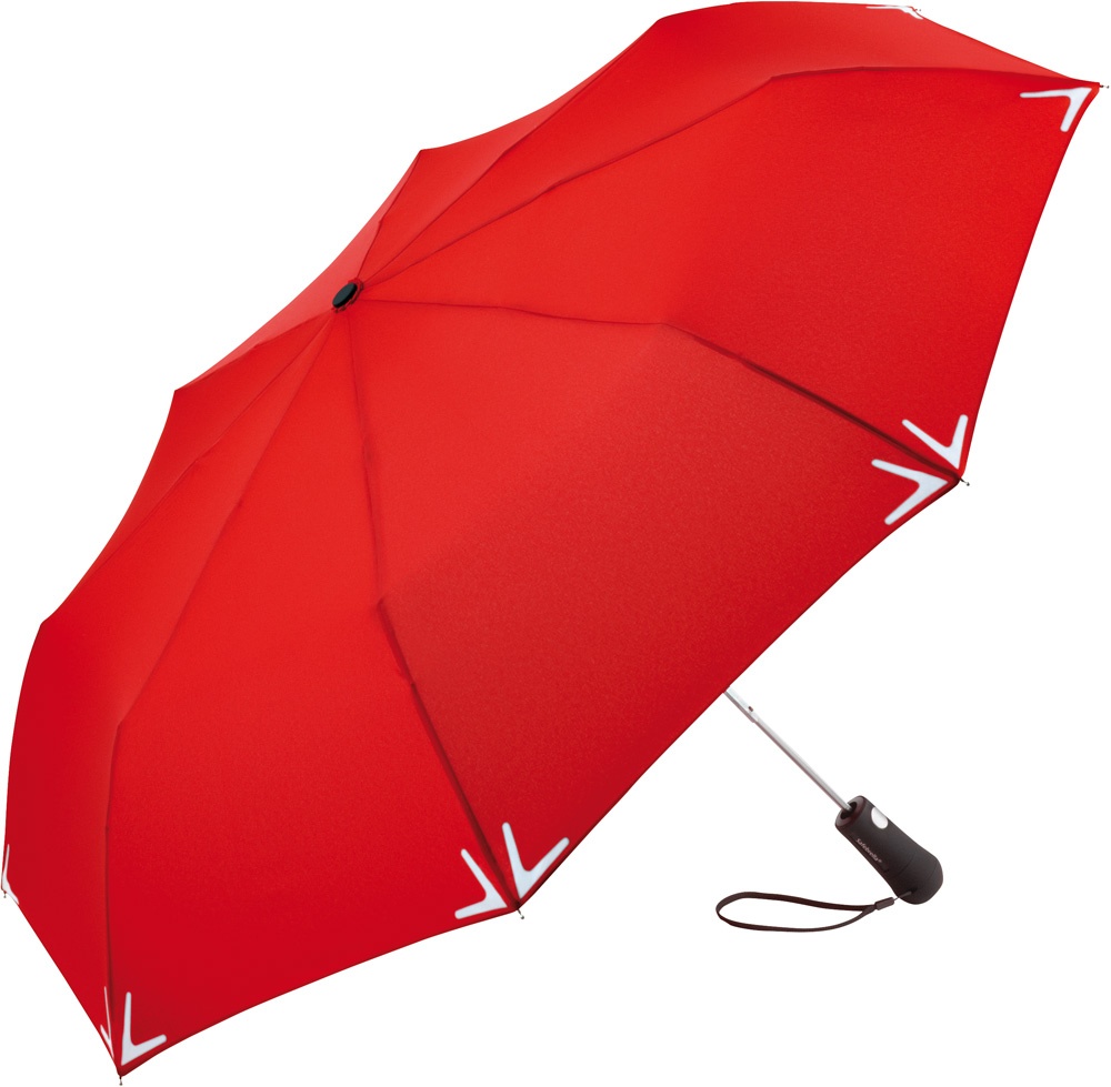 Logotrade liikelahja tuotekuva: Helkuräärisega AC Safebrella® LED minivihmavari 5571, punane