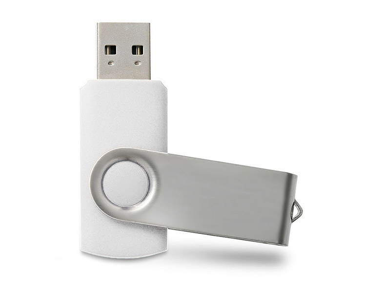 Logo trade liikelahjat mainoslahjat kuva: USB mälupulk Twister, 8 GB, valge