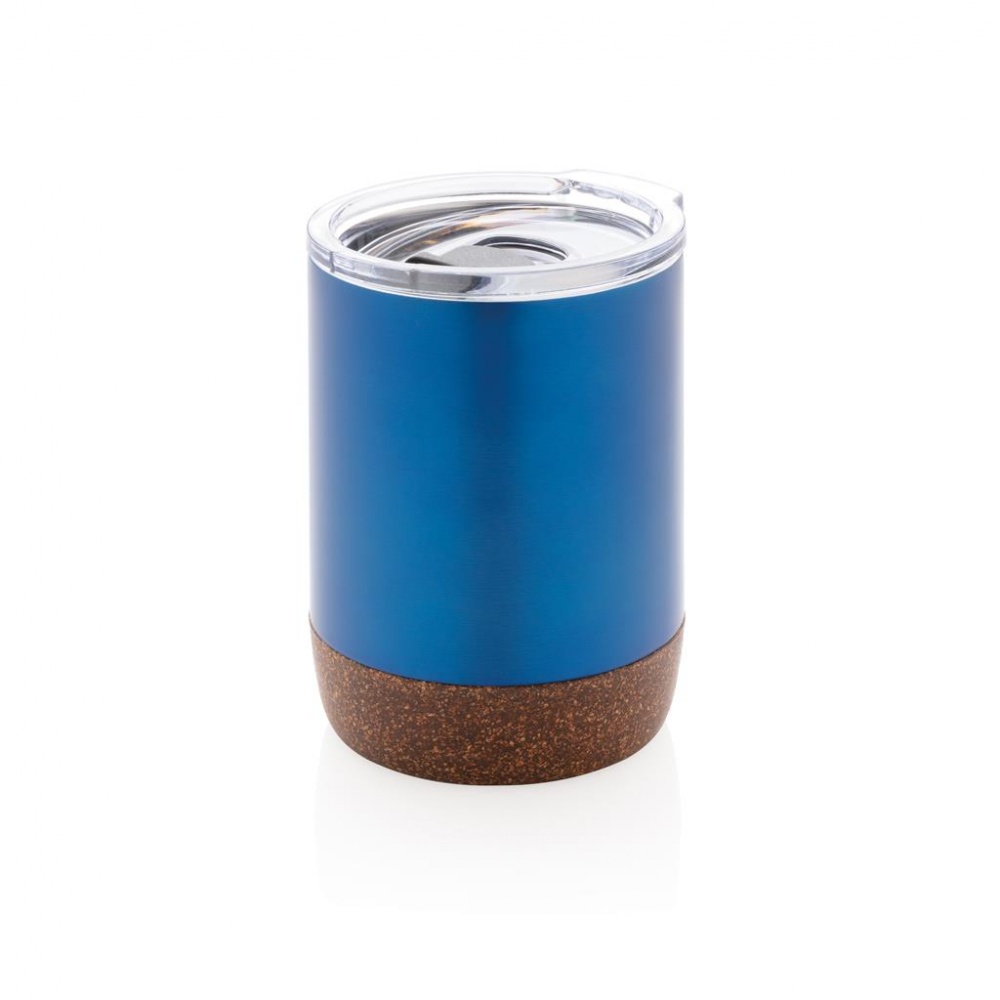 Logotrade mainoslahja tuotekuva: Pieni termosmuki Cork – korkkia, sininen